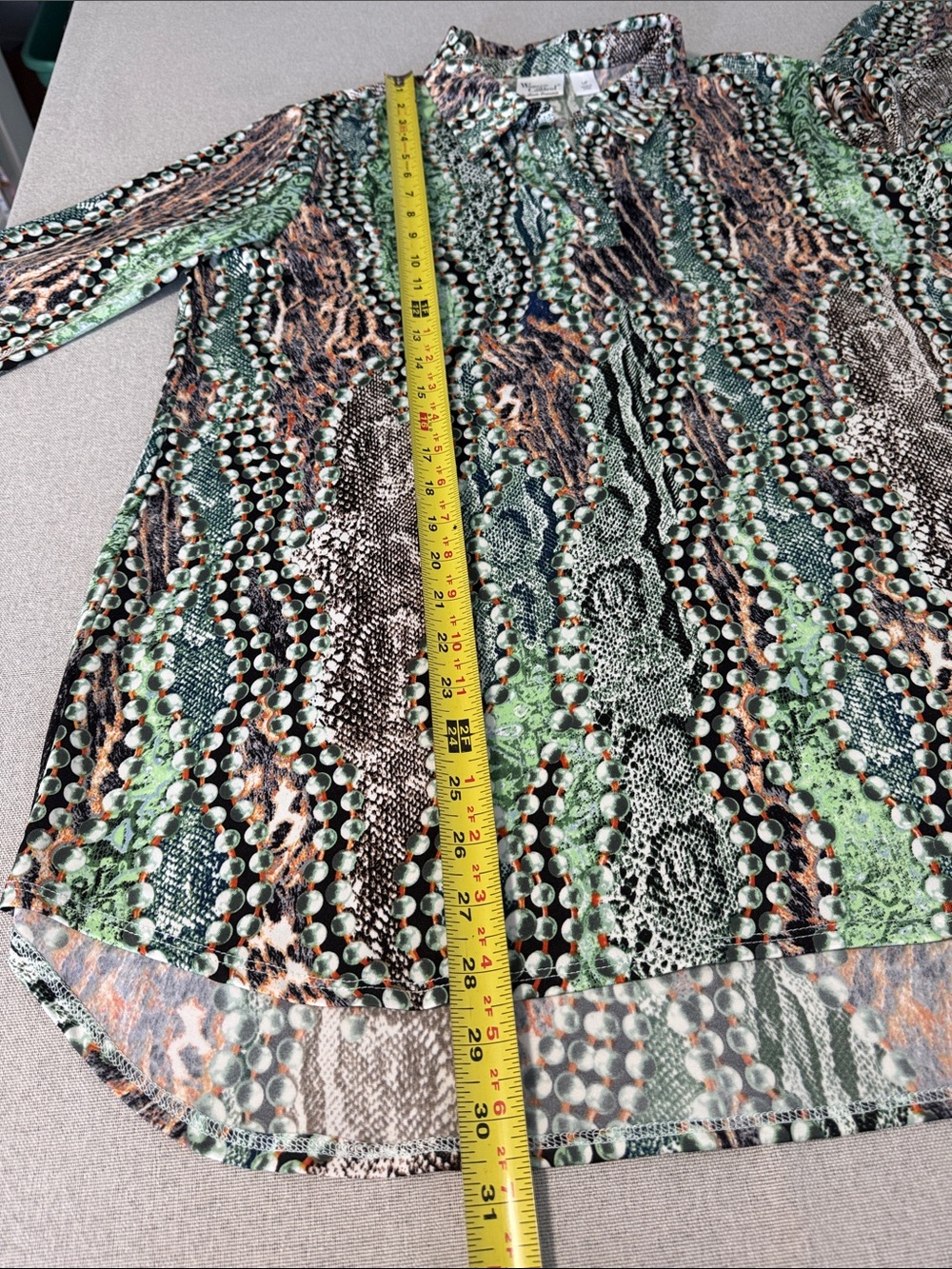 Women with Control Petite Abstract Snake Print Tunic Green Black & Brown SZLP - Picture 12 of 15